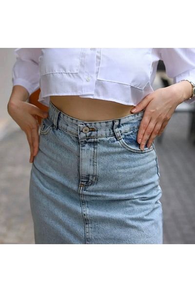 LAMİRAMOOD Fusta Fusta din denim cu talie înaltă, cu fantă în față