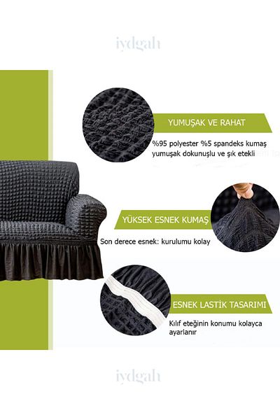 IYDGAH Lycra Elastic 3-Piece Wrapped Sofa Set - Gray Color, 1 Piece