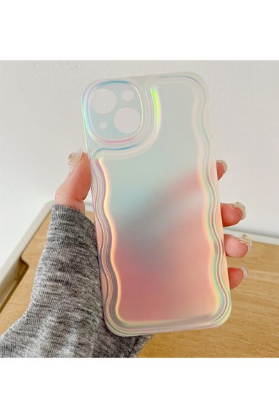 pengraph design for idea iPhone 14 Compatible Puff Sky Gradient Hologram Silicone Case