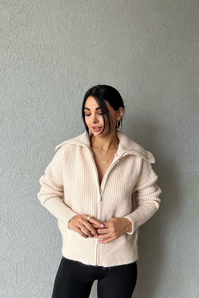 Seda Yalçın Atelier Cream Knitwear Zippered Cardigan