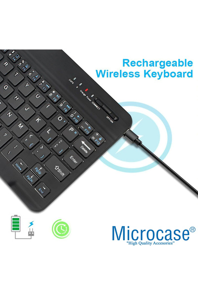 Microcase Tablet ve Telefonlar için Şarjlı Bluetooth Türkçe Q Klavye - AL2671
