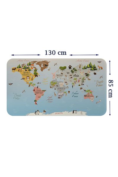 SHANLİVA Educational World Map World Atlas Children's and Baby's Room Wall Sticker-85x130-3824