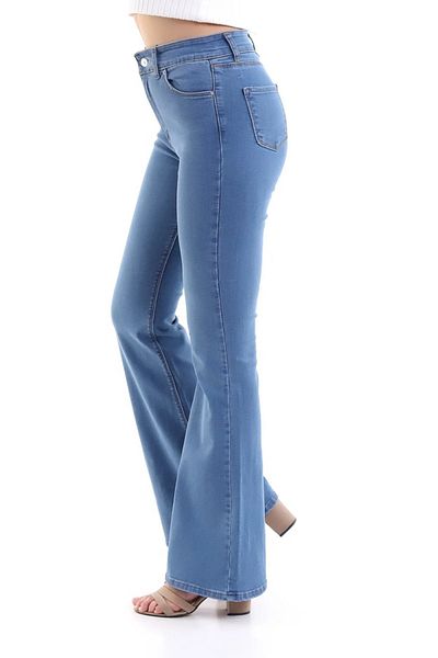 TugsatTasarTekstil Sofia Blue Pantaloni de damă din denim cu talie foarte înaltă spaniolă