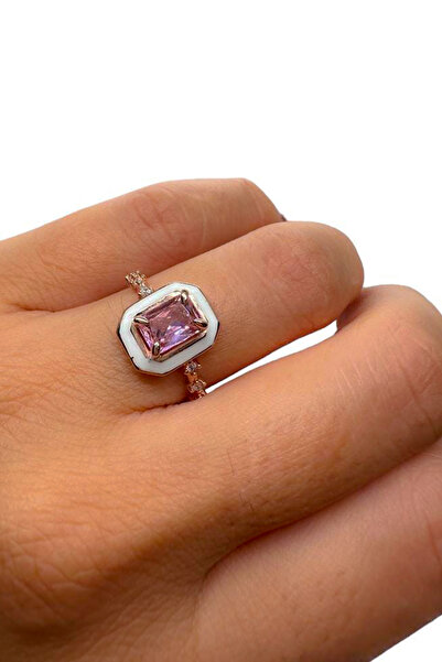 Natural Jewelleryy KADIN 925 AYAR ROSE ALTIN KAPLAMA PEMBE KUVARS TAŞLI GÜMÜŞ...