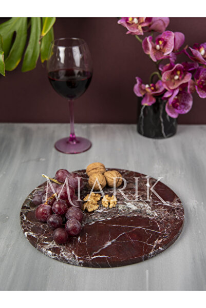 MIARIK DESIGN & DEKORASYON DEKORATİF BORDO MERMER TEPSİ SERVİS SUNUM TABAĞI
