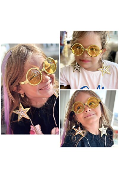 QUEEN AKSESUAR Gold 90S Women's Children's Glasses - New Year's Birthday Party