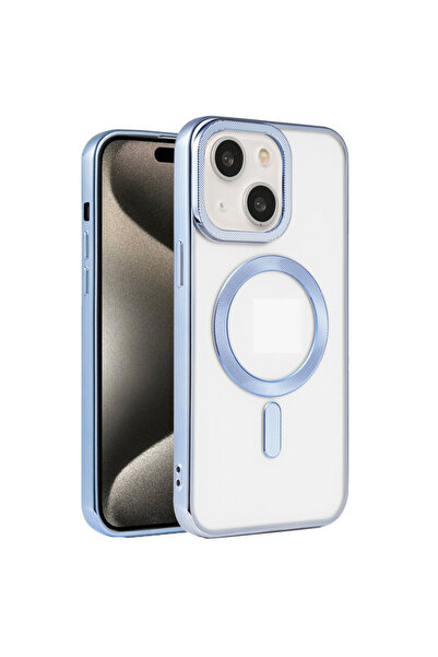 iPhone 15 Compatible Lumpy Design Magsafe Clear KRNS Case Sierra Blue