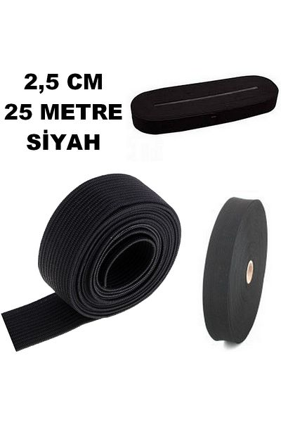 mrtbilisim 25 m Wide Black Waist Rubber - Frost Leg Latex Product 2.5 cm