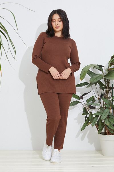 Freeista Brown Plus Size Ribbed Blouse!!! It's Not a Team Wire Blouse.