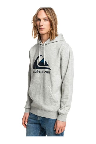 Quiksilver Мъжки суитшърт с качулка и голямо лого Eqyft04450, сив