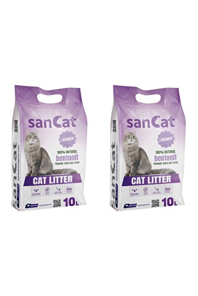 Akdeniz SANCAT Lavanta Kokulu Premium Beyaz Kedi Kumu 10 Lt. X 2 Adet