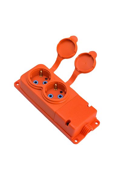 Bylion Dual Group Socket Single Phase Rubber 220/240V 16A Orange
