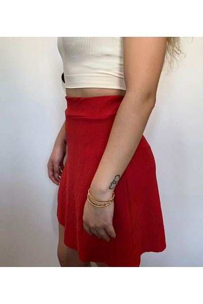 SUHIS Red Summer Shorts Skirt