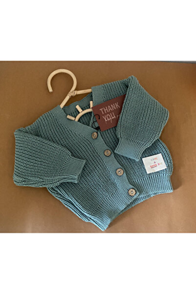 minibonclub Unisex Buttoned Knitwear Mint Cardigan