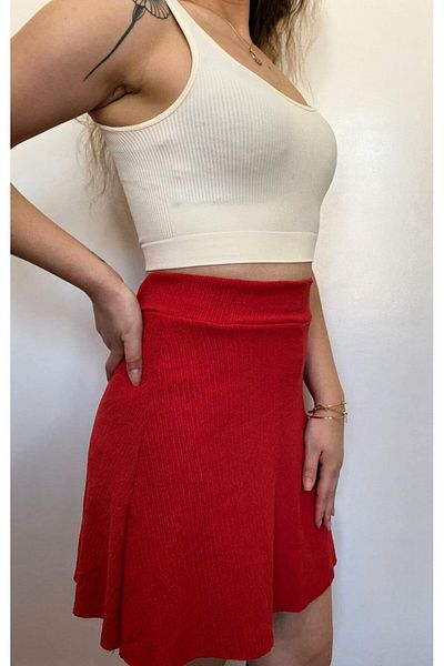 SUHIS Red Summer Shorts Skirt