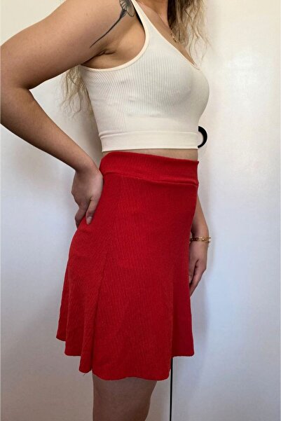 SUHIS Red Summer Shorts Skirt