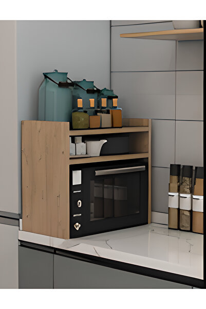 RUMELİA Tezgah Üstü Fırın Mikrodalga Mutfak Rafı Mutfak Dolabı-Atlantik Çam