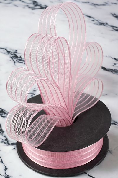 Prestij Boncuk Chiffon Pink Ribbon 2.5 Cm Ribbon 20 Meters