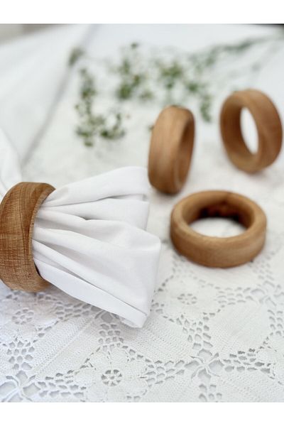 DECORİUM WOOD Дървени пръстени за салфетки, 6 броя