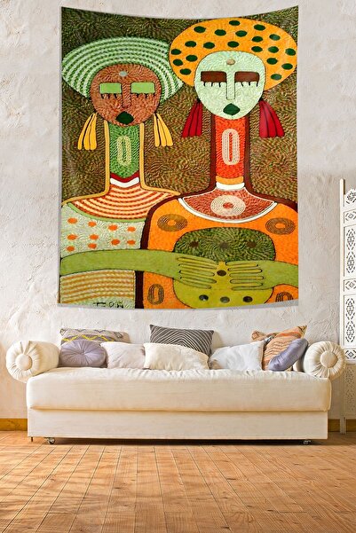 linazaitun Women's Double Themed Stain Resistant Wall Cover - Halıs Tapestry