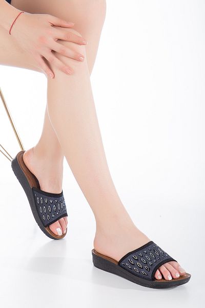 BOUIS Γυναικεία Navy Blue Καθημερινά Ορθοπεδικά Άνετα Παντόφλες Σανδάλια Παπούτσια Stiletto