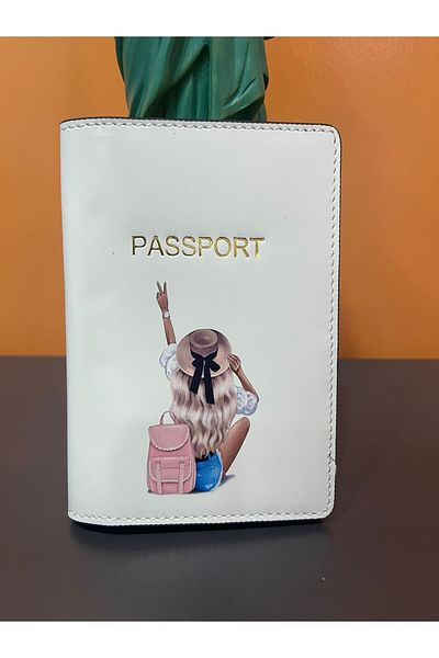 Seyahataksesuar BLONDE FREE GIRL GENUINE LEATHER PASSPORT CASE
