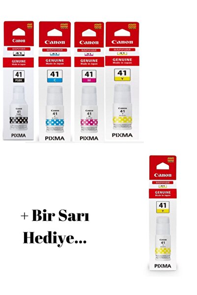 Canon Gı41 Pixma G3460 Orjinal 4 Renk Mürekkep Seti + 1 Sarı Hediye Gı-41 060 1-