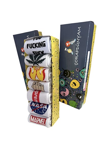 çorapdunyam 7-пари веселих тенісних шкарпеток для коледжу - з написами