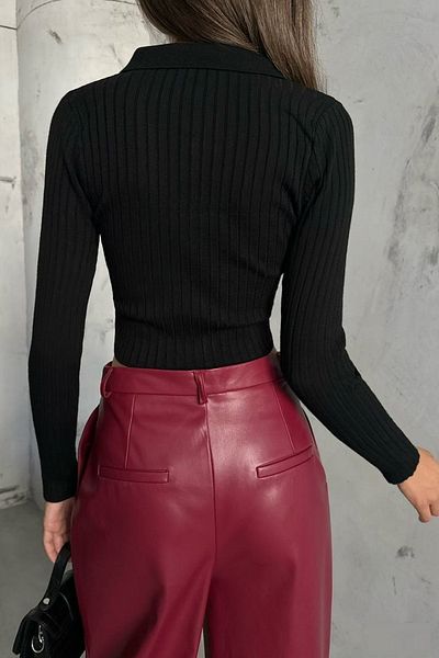 vuvutasarım Pulover tricot cu guler polo cu fermoar pentru femei sezon nou BLCKF 23W16026