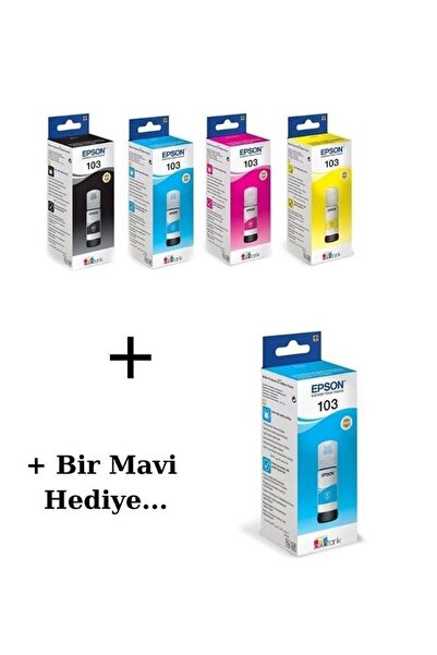 103 EcoTank L1110 Mürekkep Seti + 1 Adet Mavi Hediyeli EPSON 103 335