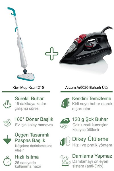 Kiwi Arzum Pressa Buharlı Ütü +4215 Antibakteriyel Buhar Basınçlı Temizleyici