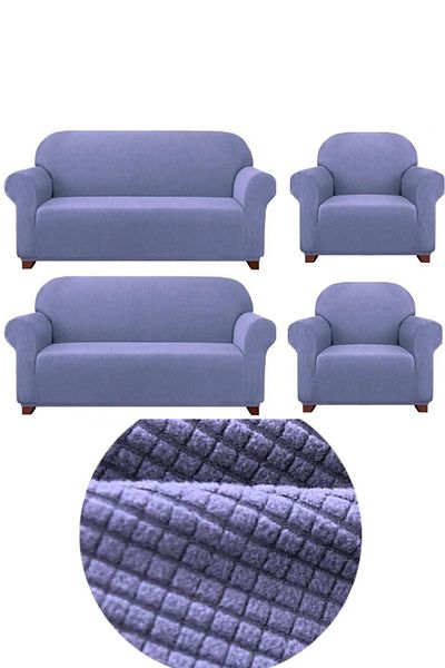FurkanTicaret Bamboo Patterned Lycra Sofa - Sofa and Sofa Bed Cover with Elastic (3+3+1+1)