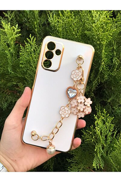 Aksesuarda Moda SAMSUNG A04S Uyumlu Çiçekli Taşlı Incili El Geçmeli Lazer Kes...