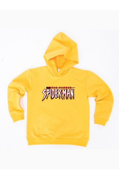 SPIDERMAN Hanorac pentru copii din țesătură de bumbac cu glugă cu imprimeu spiderman