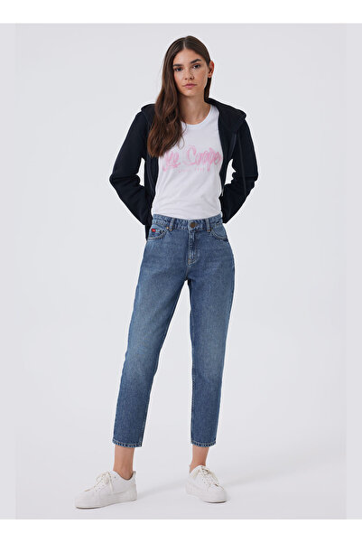 Lee Cooper Ψηλόμεσο πόδι ίσιο γαλάζιο γυναικείο τζιν παντελόνι 241 LCF 121018 FUNNY RASTABA