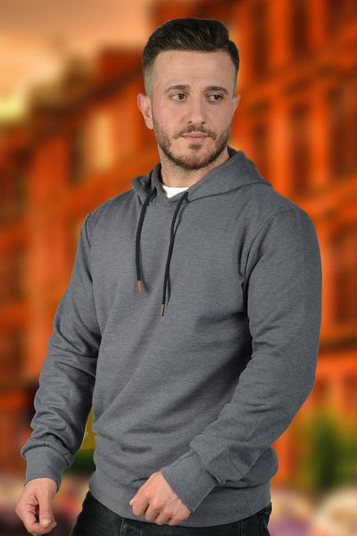 BESSA Ανδρικό φούτερ με καπνιστή κουκούλα Basic Standard Fit με Fleece Εσωτερικά