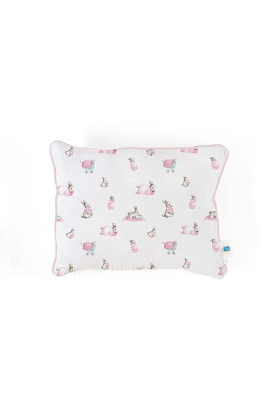 DEUX LAPINS Bébé Lapin Rose - 100% Cotton Muslin Baby Pillow