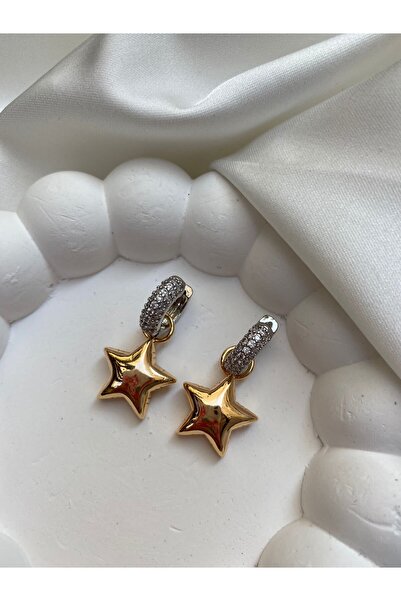 Accessories Star Detailed Zircon Stone Balloon Earrings
