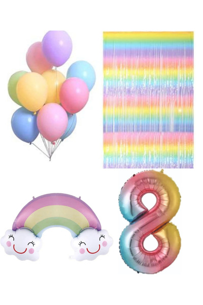 MERİ PARTİ ΠΟΛΥΧΡΩΜΟ ΣΕΤ ΓΙΑ ΠΑΡΤΙ ΓΕΝΕΘΛΙΩΝ ΣΕΤ ΦΟΝΤΟΥ ΜΕ ΜΠΑΛΟΝΙΑ ΟΥΡΑΝΙΟ Τ...