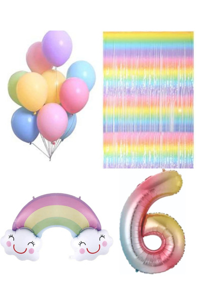 MERİ PARTİ ΠΟΛΥΧΡΩΜΟ ΣΕΤ ΓΙΑ ΠΑΡΤΙ ΓΕΝΕΘΛΙΩΝ ΣΕΤ ΦΟΝΤΟΥ ΜΕ ΜΠΑΛΟΝΙΑ ΟΥΡΑΝΙΟ Τ...