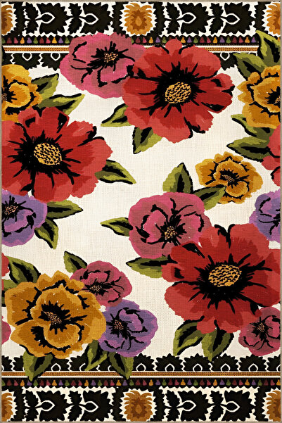 Rugs Modern Halı Multicolored Flower Rose Patterned Modern Decorative Carpet ...