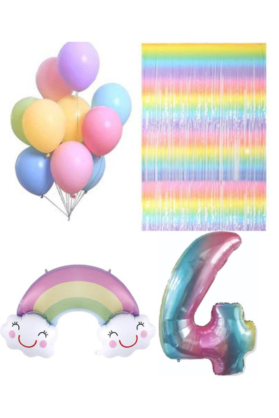 MERİ PARTİ ΠΟΛΥΧΡΩΜΟ ΣΕΤ ΓΙΑ ΠΑΡΤΙ ΓΕΝΕΘΛΙΩΝ ΣΕΤ ΦΟΝΤΟΥ ΜΕ ΜΠΑΛΟΝΙΑ ΟΥΡΑΝΙΟ Τ...