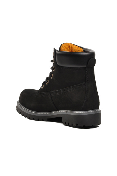 Bulldozer 240602 Unisex Black Nubuck Genuine Leather Lace Up Boots