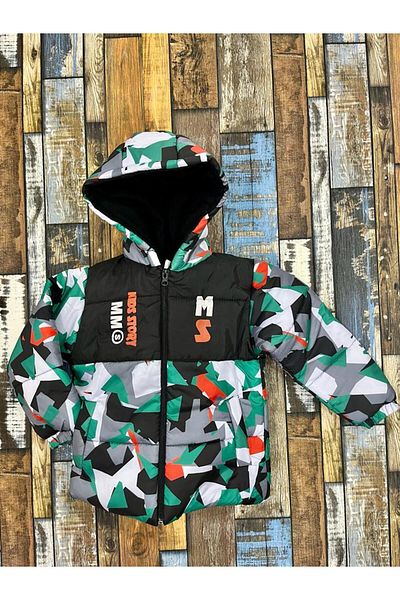 Esterella men's puffer coat with fleece inside/hooded boys' puffer coat/hooded zippered men's coat
