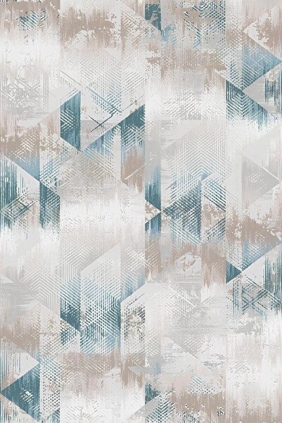Rugs Modern Halı Beige Blue Themed Geometric Shape Abstract Transition Patter...