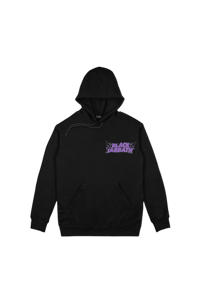 Orijin Tekstil Black Sabbath Master of Reality Ön Arka Baskılı Siyah Kapşonlu Sweatshirt
