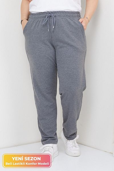 tarzımsüper Large Size Elastic Waist High Waist Comfort Model Two Pockets Comfortable Lycra 4 Season Sweatpants
