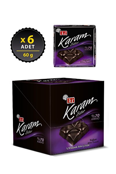 Eti Karam %70 Kakaolu Bitter Çikolata 60 g x 6 Adet