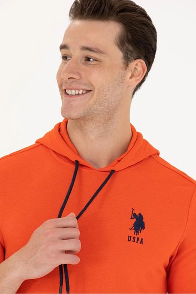 U.S. Polo Assn. BAZA. Polo Assn. Hanorac de bază portocaliu cu glugă pentru bărbați G081SZ082.000.1639366.VR181TEKSPOR