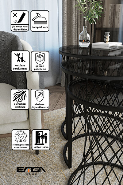 EMGA HOME Zenith zigon sehpa - Füme CAM